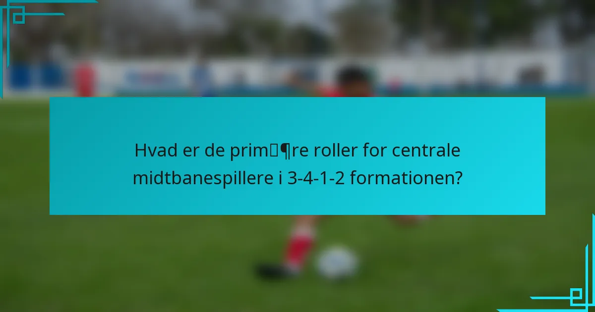 Hvad er de primære roller for centrale midtbanespillere i 3-4-1-2 formationen?
