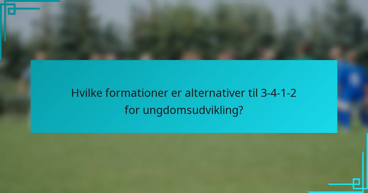 Hvilke formationer er alternativer til 3-4-1-2 for ungdomsudvikling?